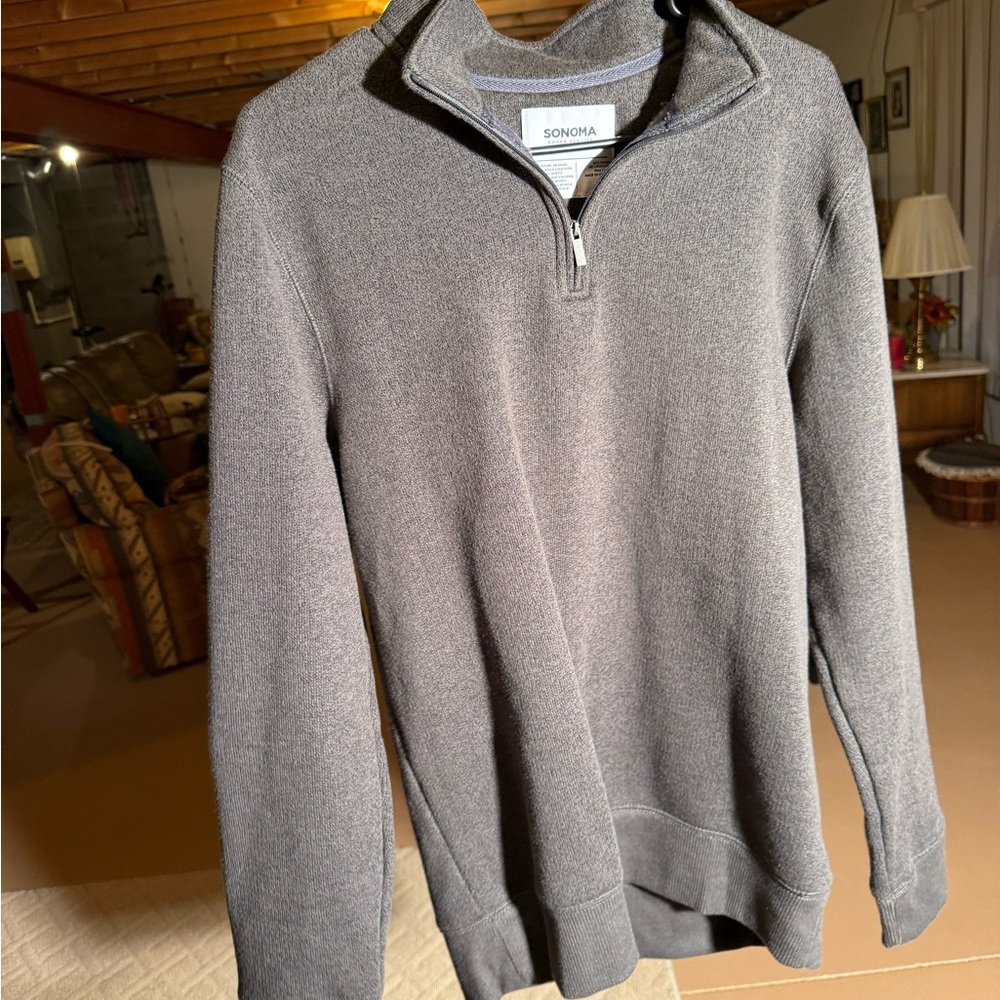 Sonoma Men's Charcoal Zip-Up Sweater